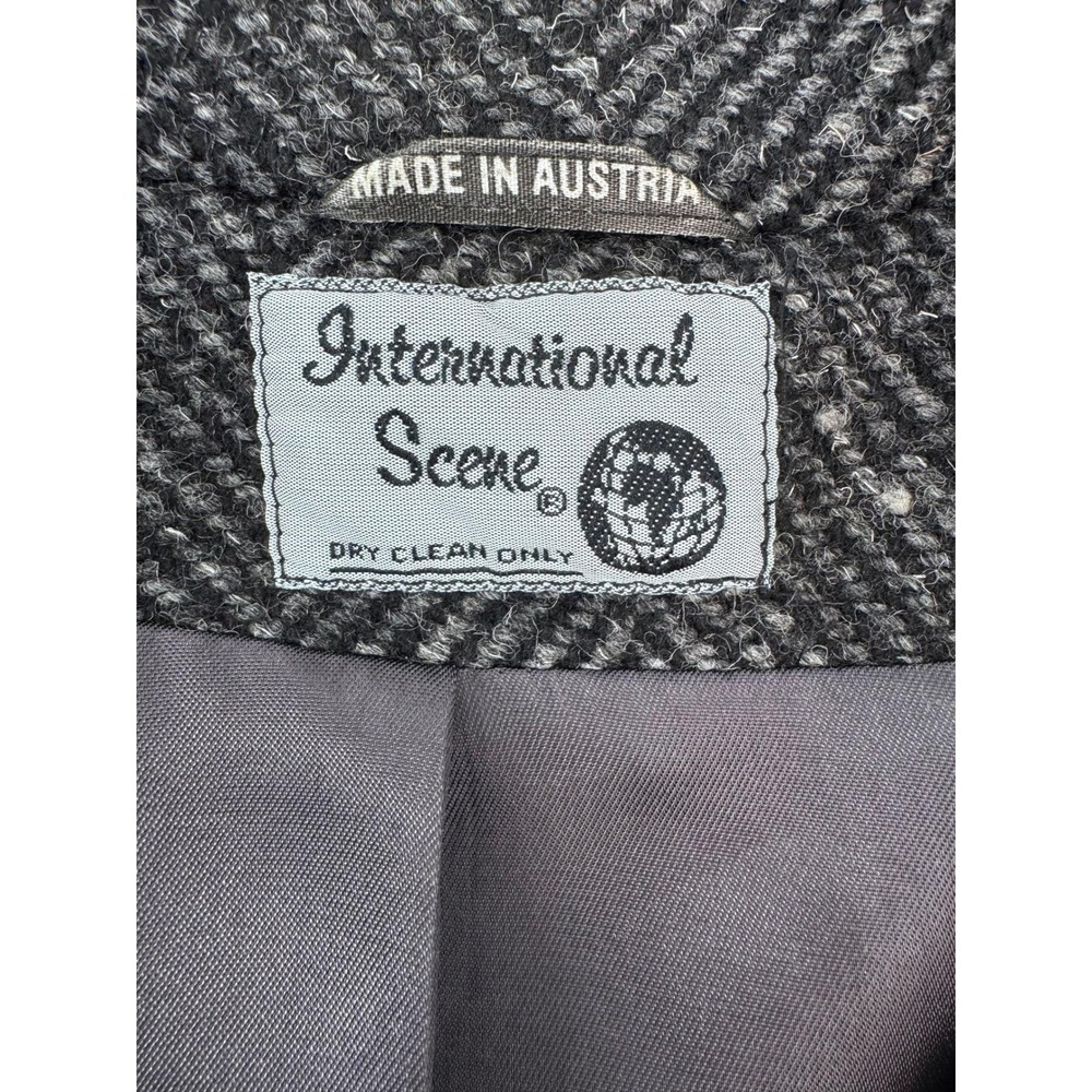 Vintage International Scene Herringbone Wool Blend Button Coat Women 7/8 Austria - Picture 4 of 14